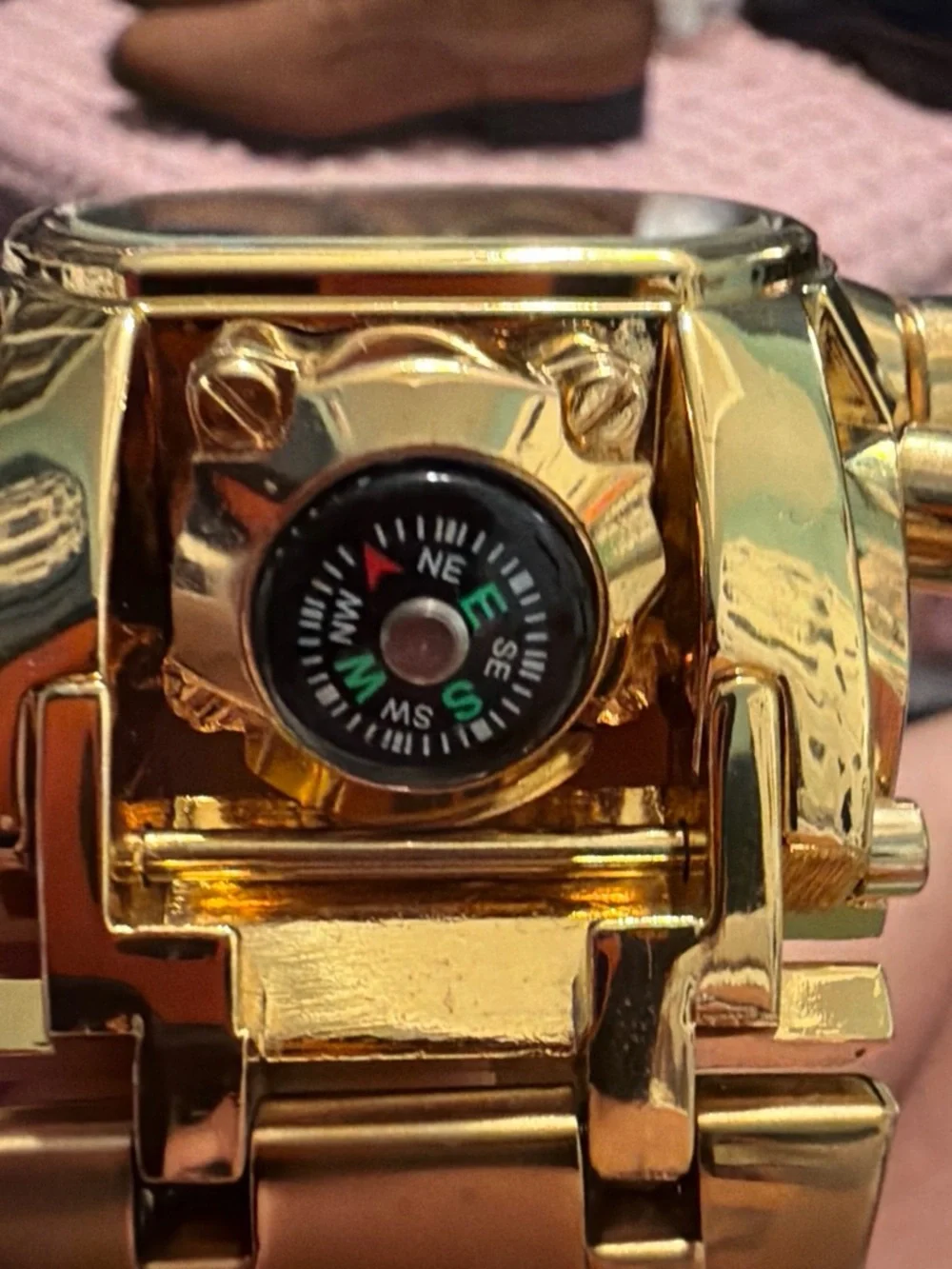 Gold-Tone Men's Chronograph Watch with Black Dial